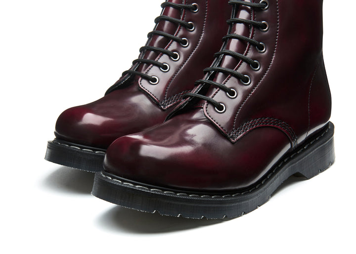 Cherry Red Rub-Off Solovair 8 Eye Derby Boots Women's Vegan Boots | 791425NMP