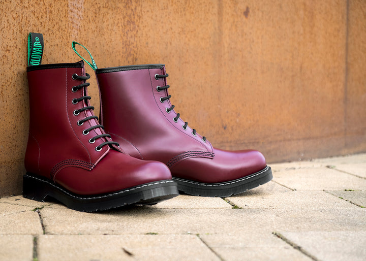 Cherry Red Solovair 8 Eye Women's Derby Boots | 086375QKE