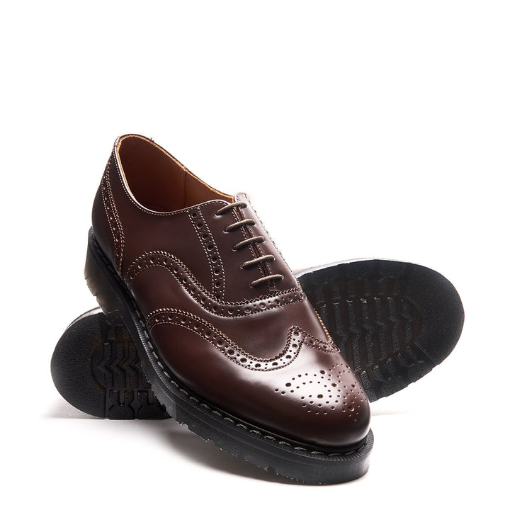 Dark Brown Hi-Shine Solovair English Brogue Shoes Men's Oxford Shoes | 527690DJV