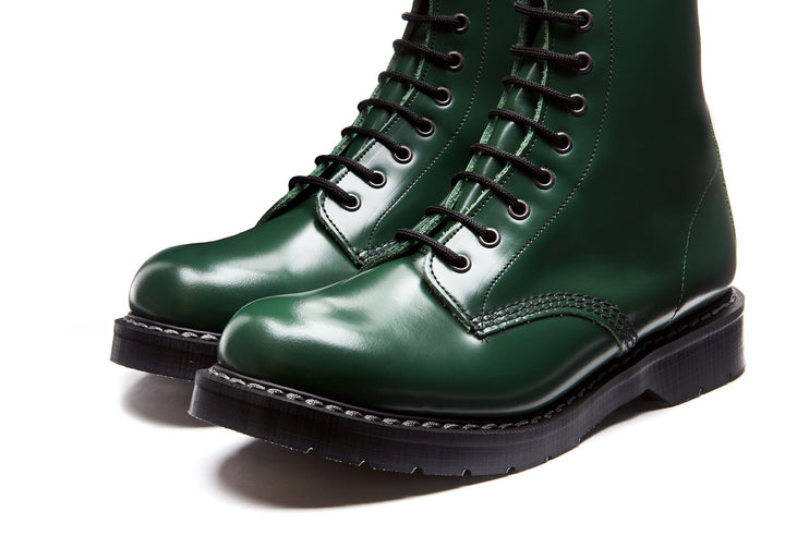 Green Hi-Shine Solovair 11 Eye Men's Derby Boots | 805217TEP