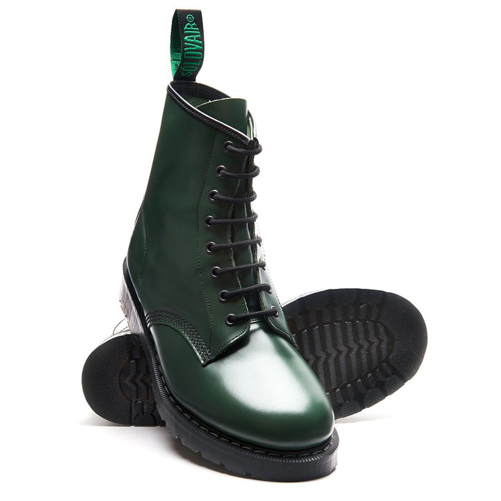 Green Hi-Shine Solovair 8 Eye Men's Derby Boots | 821543HMY