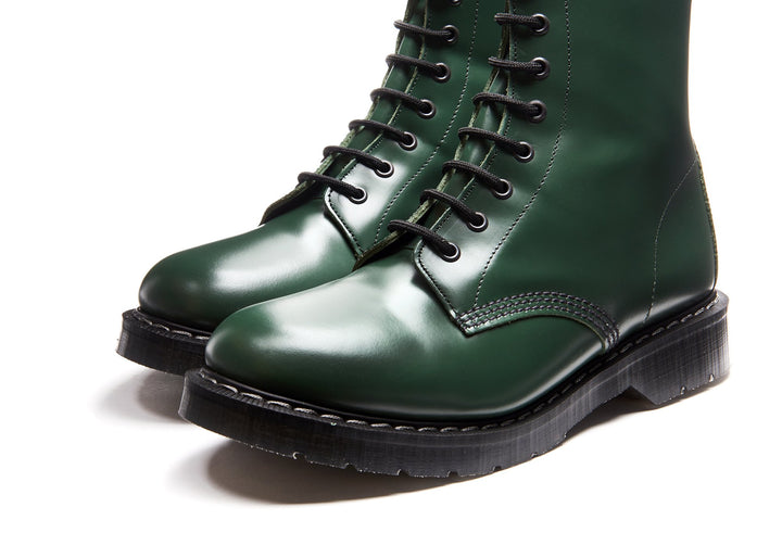 Green Hi-Shine Solovair 8 Eye Men's Derby Boots | 821543HMY