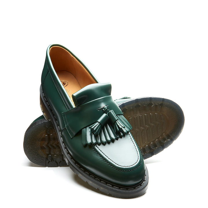 Green Hi-Shine Solovair Tassel Men's Loafers | 283094GTO