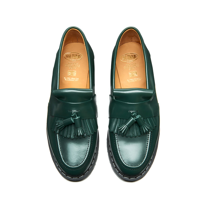 Green Hi-Shine Solovair Tassel Men's Loafers | 283094GTO