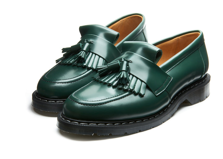 Green Hi-Shine Solovair Tassel Women's Loafers | 903214QZC