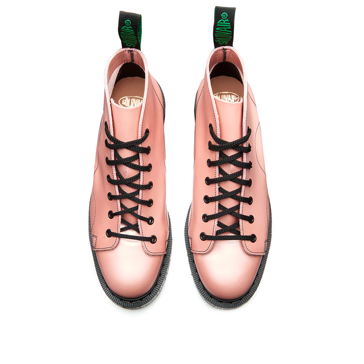 Iridescent Pink Hi-Shine Solovair 7 Eye Women's Monkey Boots | 768943UBI