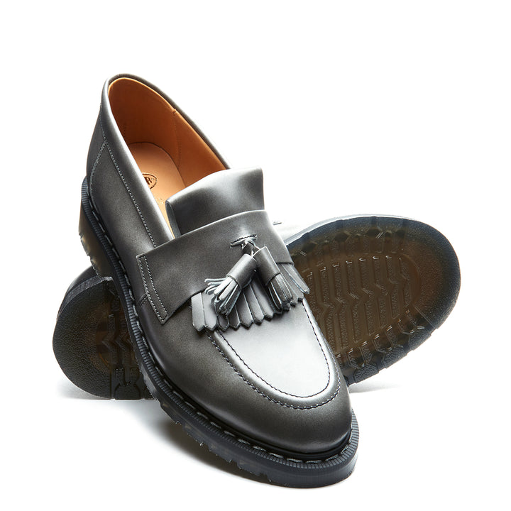 Lunar Grey Hi Shine Solovair Tassel Men's Loafers | 908571ART