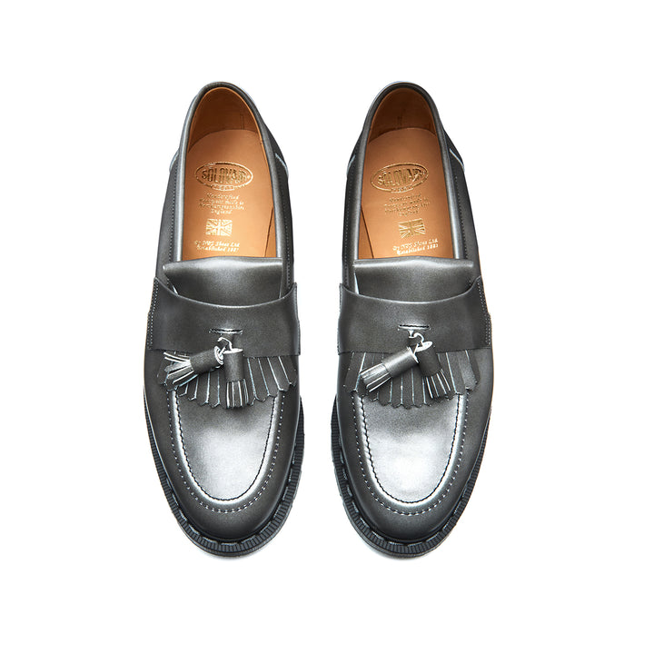 Lunar Grey Hi Shine Solovair Tassel Men's Loafers | 908571ART