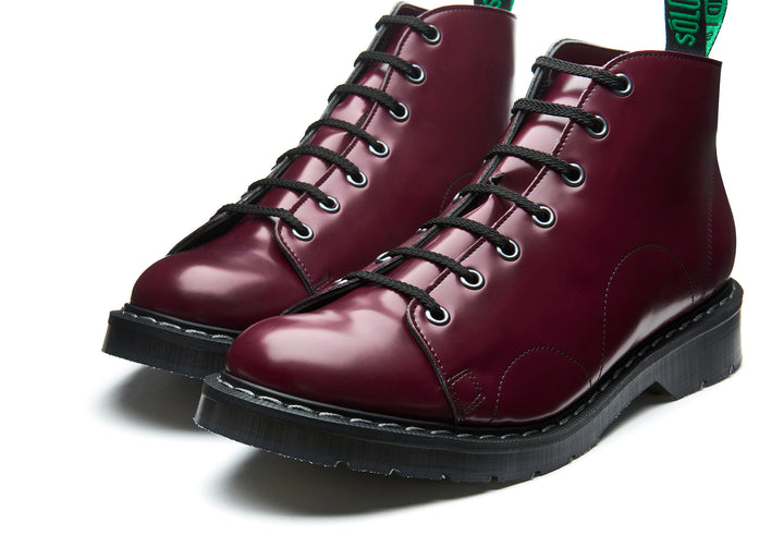 Merlot Hi-Shine Solovair Vegan 7 Eye Men's Monkey Boots | 591487KPC