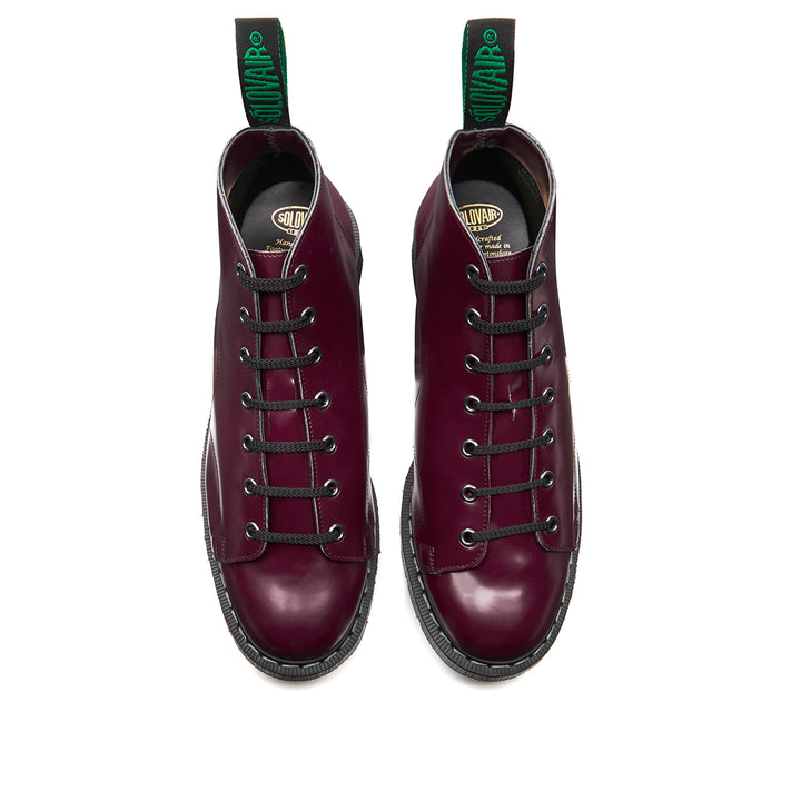 Merlot Hi-Shine Solovair Vegan 7 Eye Men's Monkey Boots | 591487KPC