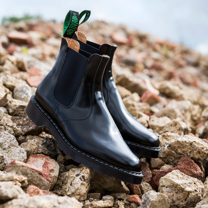 Navy Blue & Black Solovair Dealer Boots Men's Chelsea Boots | 587261MJO