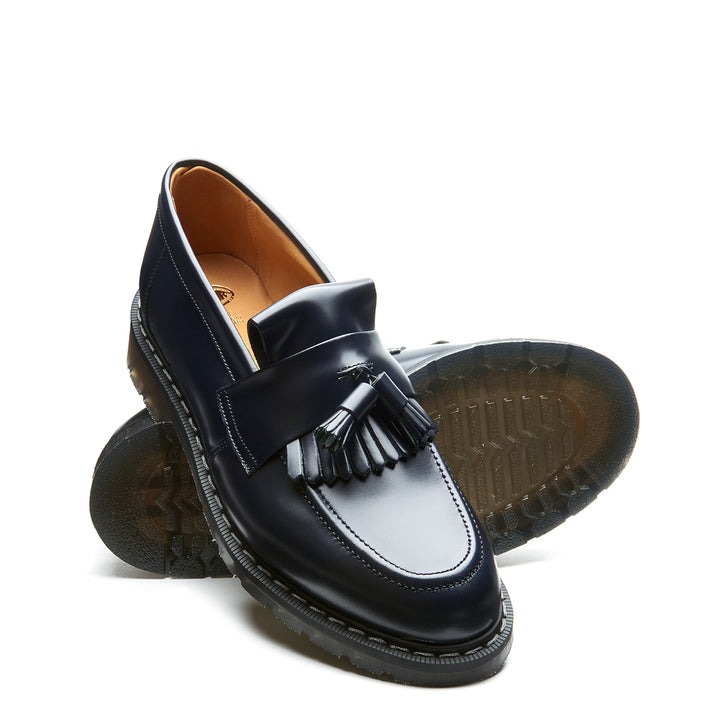 Navy Hi-Shine Solovair Tassel Men's Loafers | 349126UQI