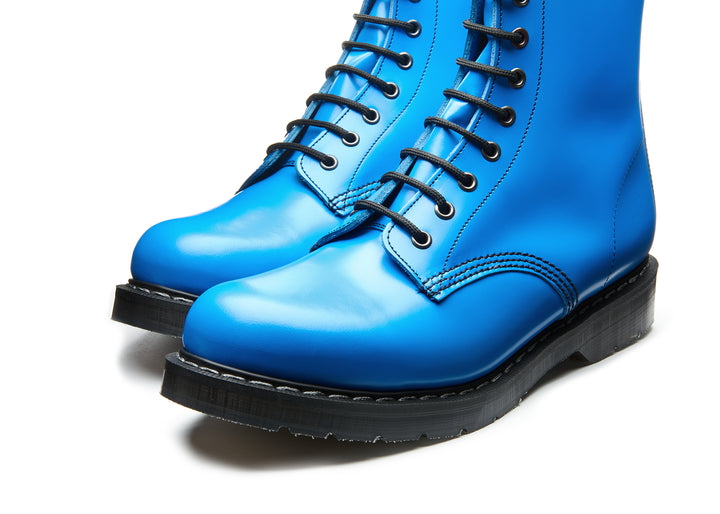 Neon Blue Solovair 8 Eye Men's Derby Boots | 425780KSZ