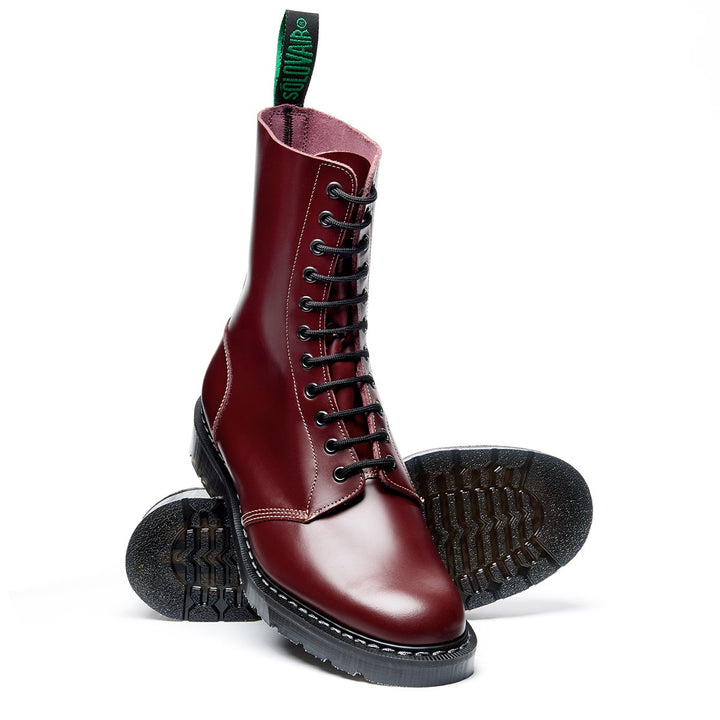 Oxblood Hi-Shine Solovair 11 Eye Men's Astronaut Boots | 160578FUJ