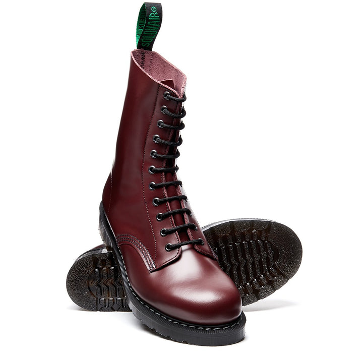 Oxblood Hi-Shine Solovair 11 Eye Men's Derby Boots | 215083ZFE