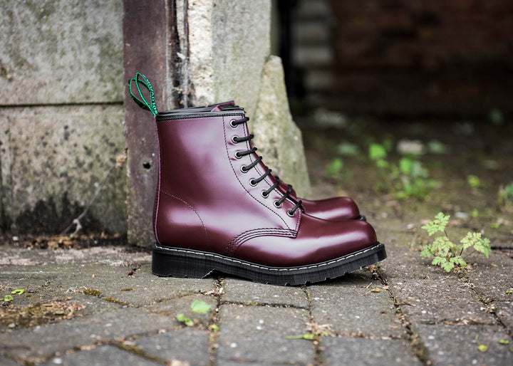 Oxblood Hi-Shine Solovair 8 Eye Women's Derby Boots | 967840XCN