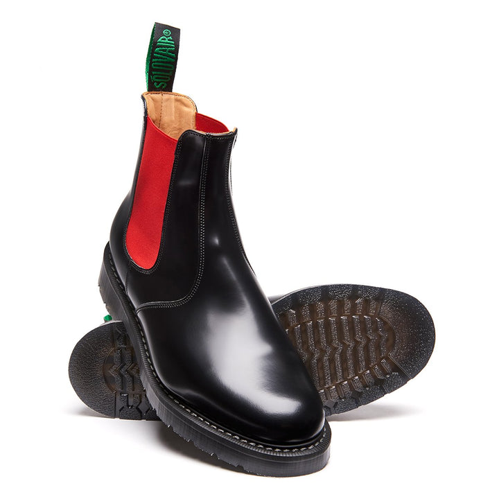 Red & Black Solovair Dealer Boots Men's Chelsea Boots | 237981KLG