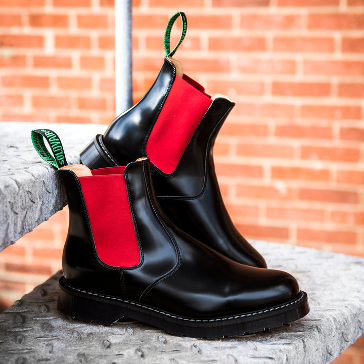 Red & Black Solovair Dealer Boots Men's Chelsea Boots | 237981KLG