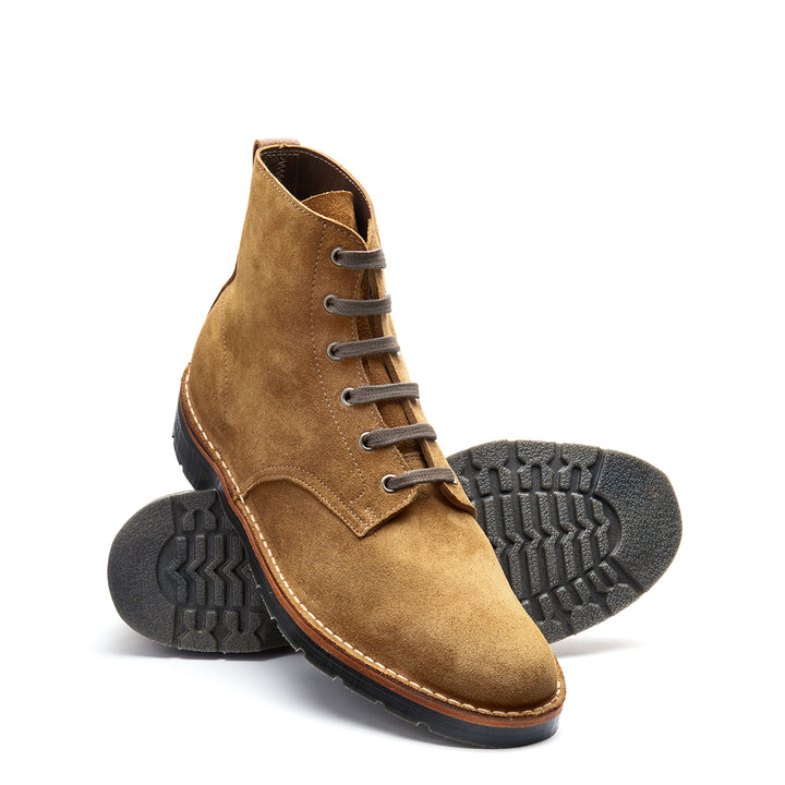 Tan Suede Solovair 6 Eye Men's Derby Boots | 603149JMO