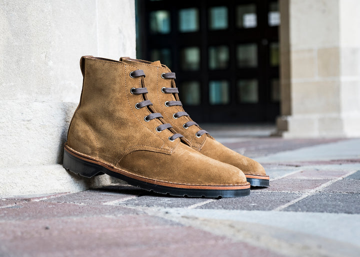 Tan Suede Solovair 6 Eye Men's Derby Boots | 603149JMO