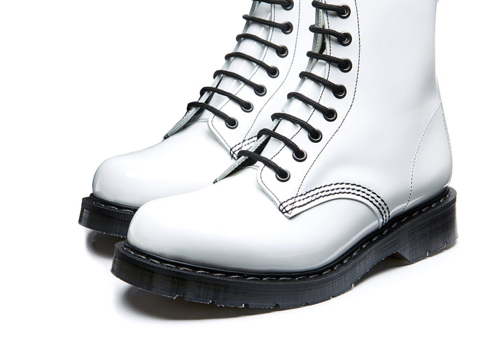 White Patent Solovair 8 Eye Women's Derby Boots | 549871HVA