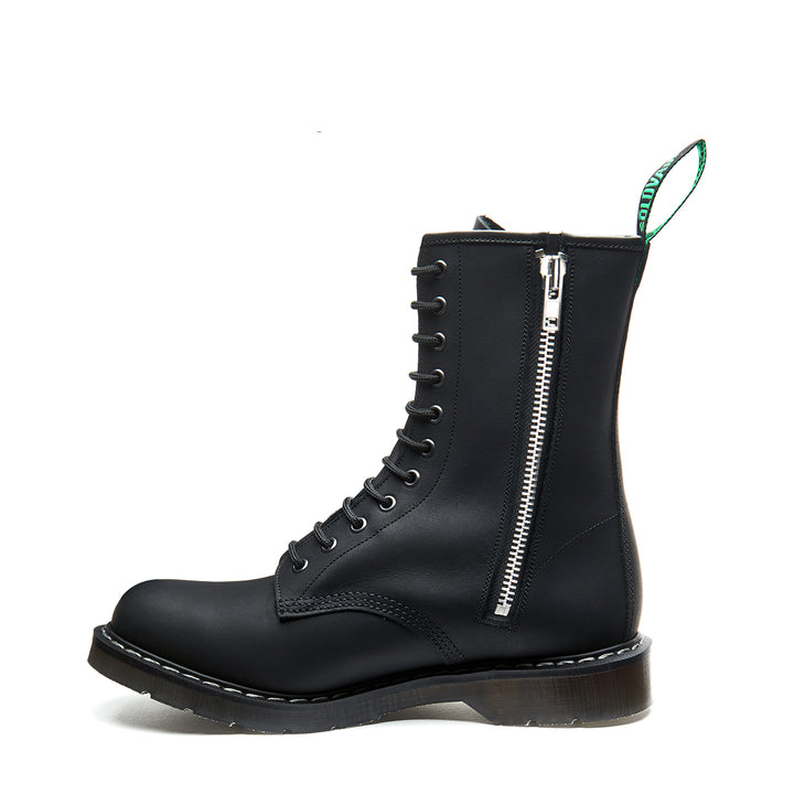 Black Greasy Solovair 11 Eye Derby Boots Men's Zip Boots | 528936XVB