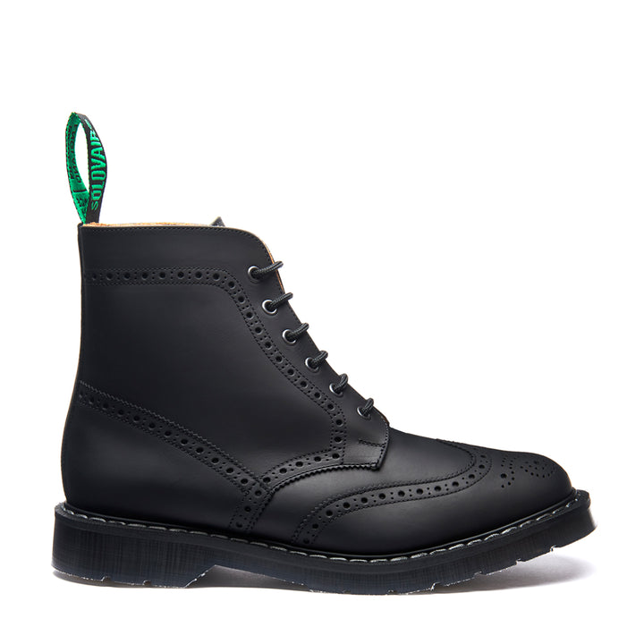 Black Greasy Solovair 6 Eye Men's Brogue Boots | 286974BXN