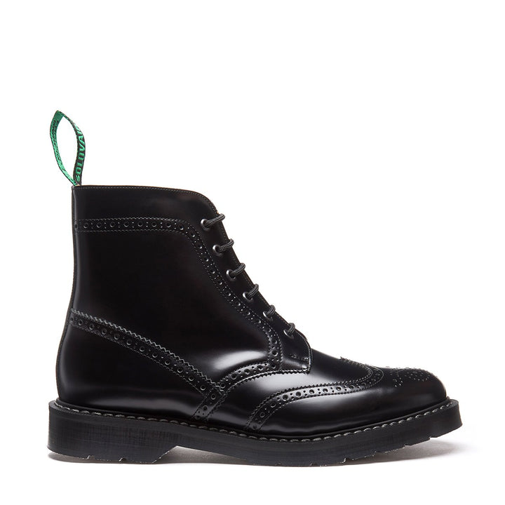 Black Hi-Shine Solovair 6 Eye Men's Brogue Boots | 536498TAH