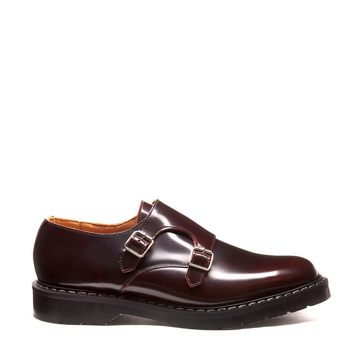 Burgundy Rub-Off Solovair Double Buckle Men's Monk Shoes | 451729NJB