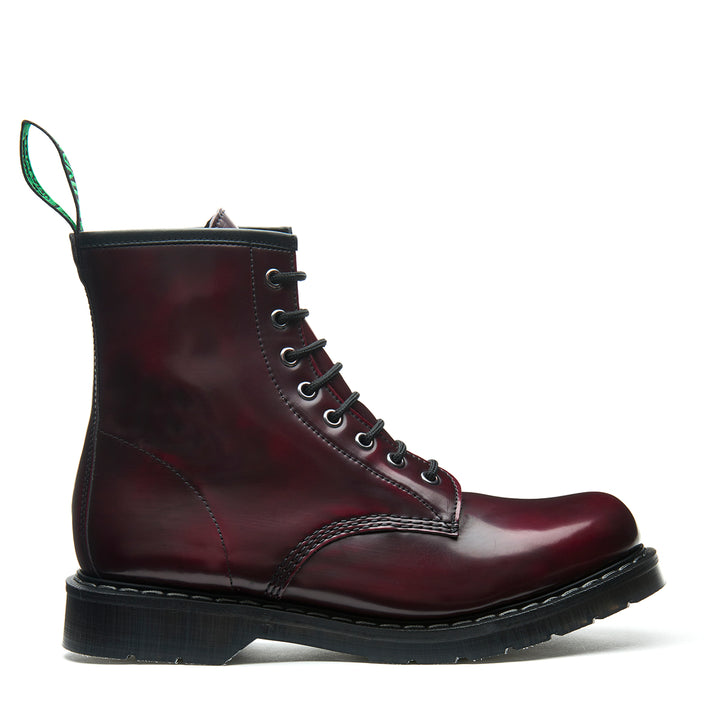 Cherry Red Rub-Off Solovair 8 Eye Derby Boots Women's Vegan Boots | 791425NMP