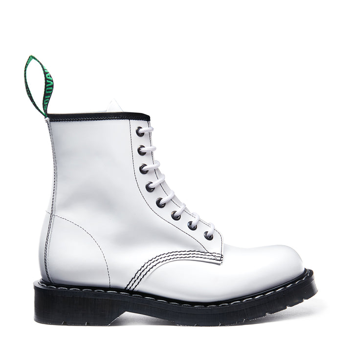 White Hi-Shine Solovair 8 Eye Women's Derby Boots | 586142GCO