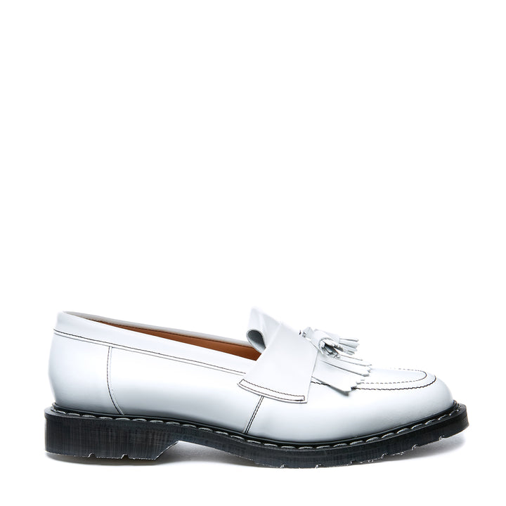 White Hi-Shine Solovair Tassel Men's Loafers | 072963HMG